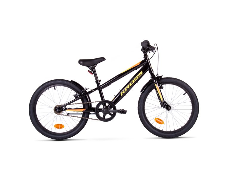 rower kross dla 8latka z ramą w kolorze czarnym z żółtymi napisami