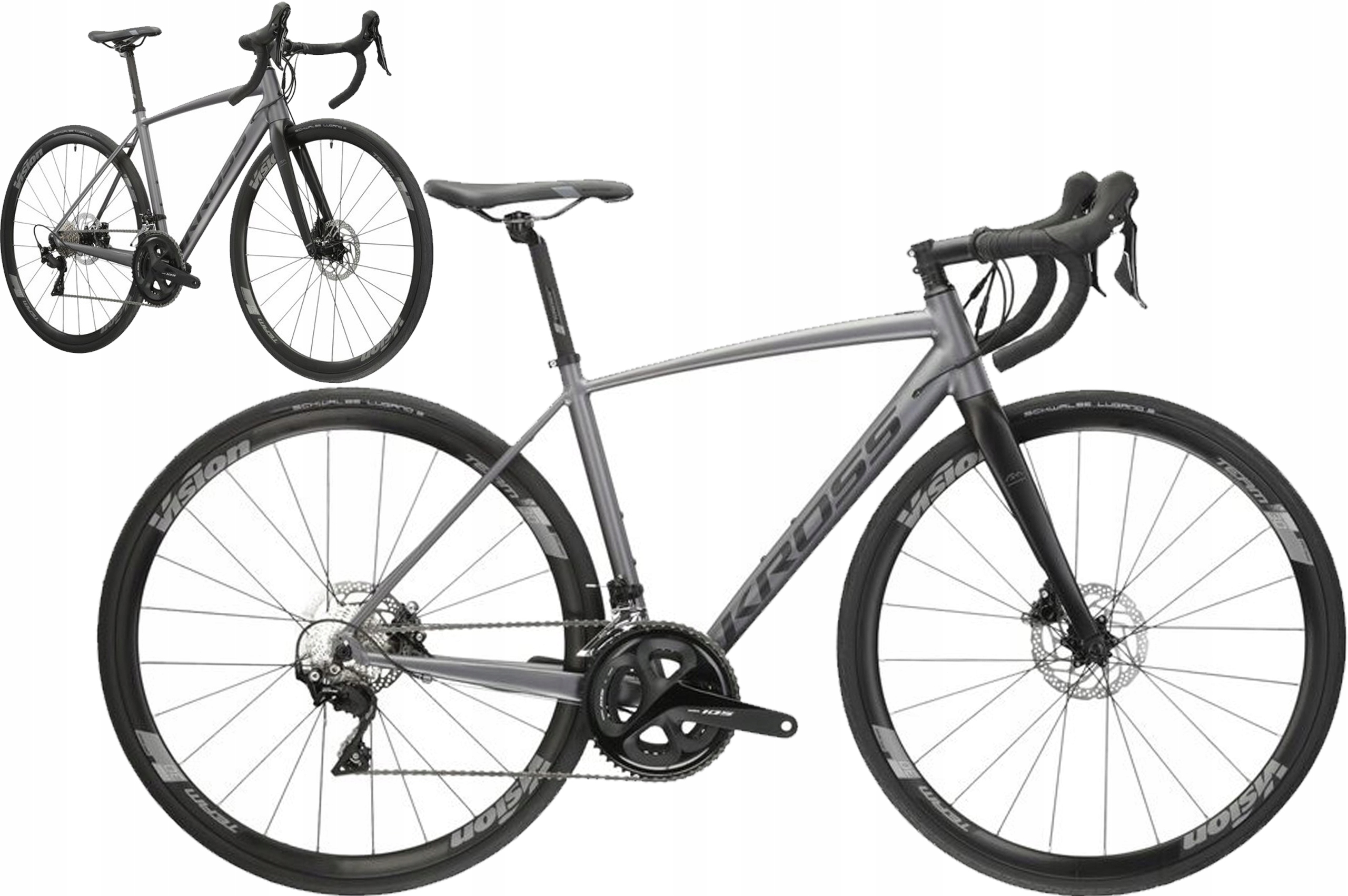 Rower szosowy Kross Vento 5.0 Disc rama 23 cale koło 28 " szary